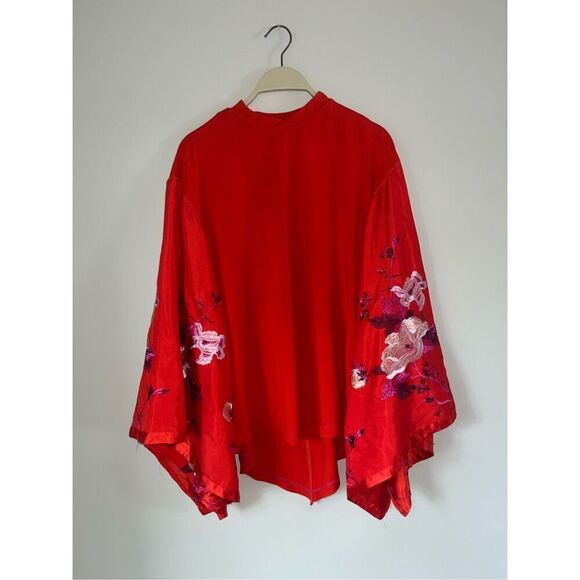 FREE PEOPLE Womens Top Sydneys Tuesday Relaxed Fire Orange Red Size Medium - Picture 3 of 6